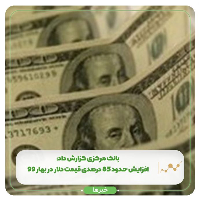 بانک مرکزی گزارش داد: افزایش حدود 85 درصدی قیمت دلار در بهار 99 بانک مرکزی گزارش داد: افزایش حدود 85 درصدی قیمت دلار در بهار 99