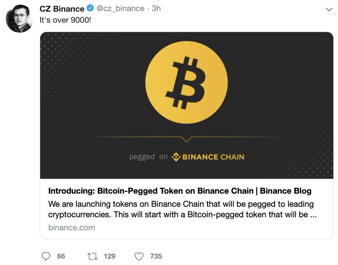 بایننس توکن اختصاصی متصل به بیت کوین ارائه می‌دهد